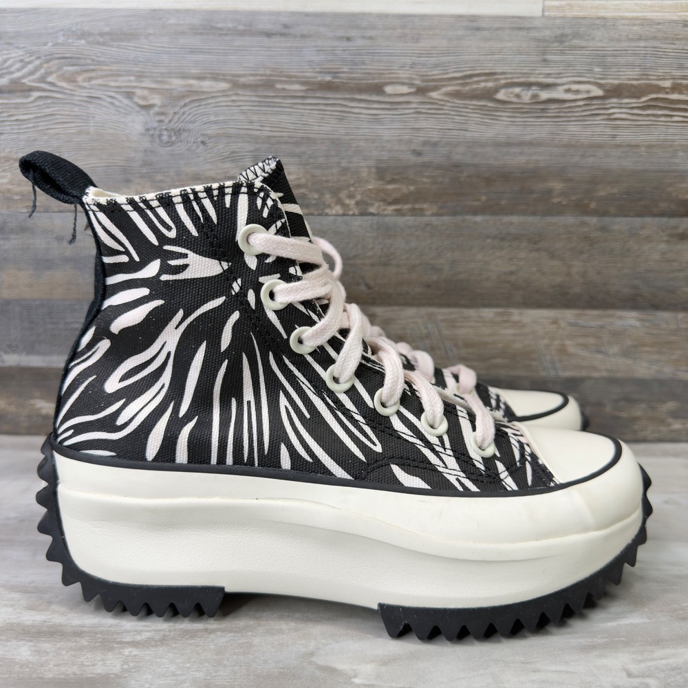 Converse Run Star Hike Size 5.5 Women Platform Sneakers Zebra Print Black White